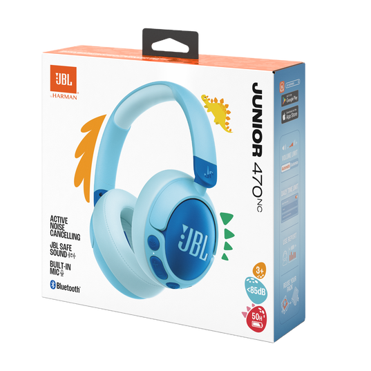 JBL Junior 470NC - Blue - Wireless over-ear noise cancelling kids headphones - Detailshot 15